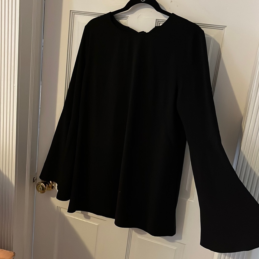 Halogen bell-sleeve black top, size medium